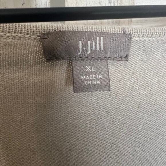 J. JILL Women's XL Color Block Crop Open Front Cardigan Wool Blend Neutral Flaw - Picture 6 of 14